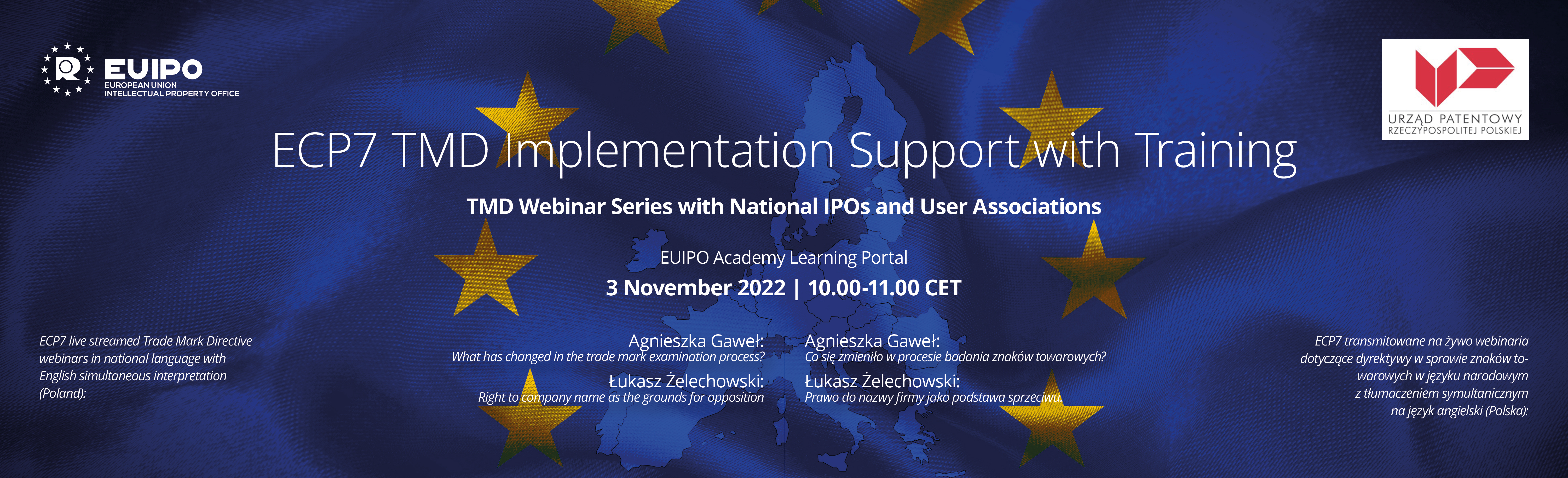 Cykl webinariów organizowanych w ramach projektu ECP7 TMD Implementation Support with Training