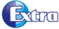 Koło przedzielone pionowo prawa strona granatowa lewa niebieska i biały napis Extra z granatowym konturem gdzie litery Ex są na tle koła całość na białym tle