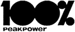 Pogrubiony napis sto procent podpisany Peak Power czarny na białym tle