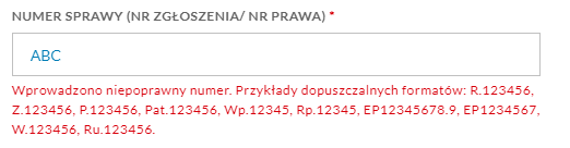 Wskazówka dotycząca prawidłowego wypełnienia pola