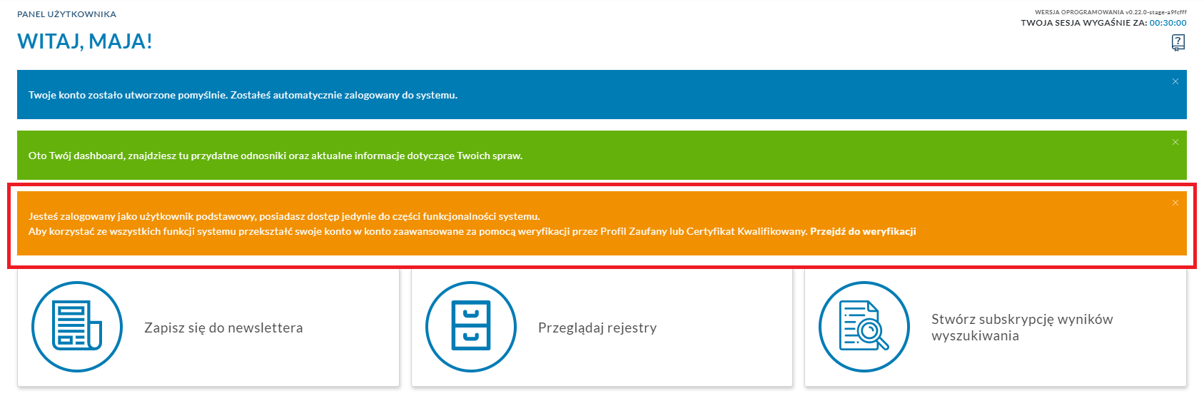 Przejście do zmiany poziomu konta